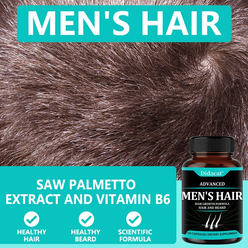 Hair Growth Vitamins for Men-Hair Regrowth & Beard Growth Supplement for Fuller, Thicker with Biotin & Saw Palmetto