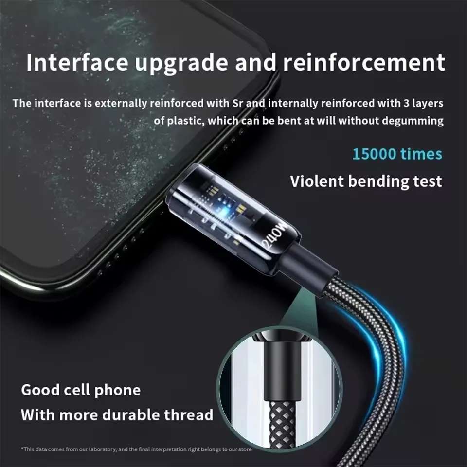 รูปสินค้า สายชาร์จ USB-C 240W พร้อมจอแสดงผล สำหรับ iPhone และ Samsung