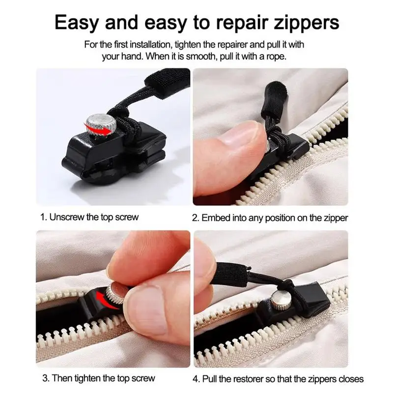 Zipper Slider 10PCS Zip Slider Repair Instant Kit Replacement Zip Zipper Fix Replacement For Jacket Backpack Luggage