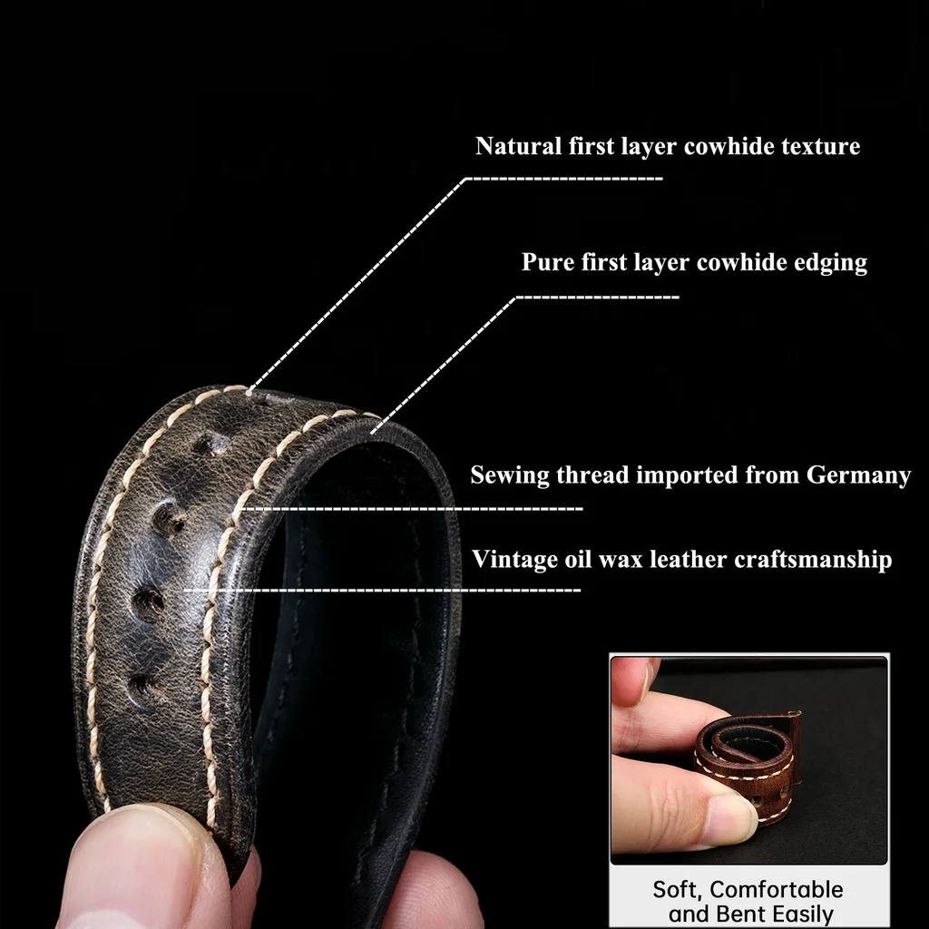 Premium Quick Release Leather Watchband - Casual Smartwatch Strap, Soft Wrist Bracelet, Multiple Sizes Available