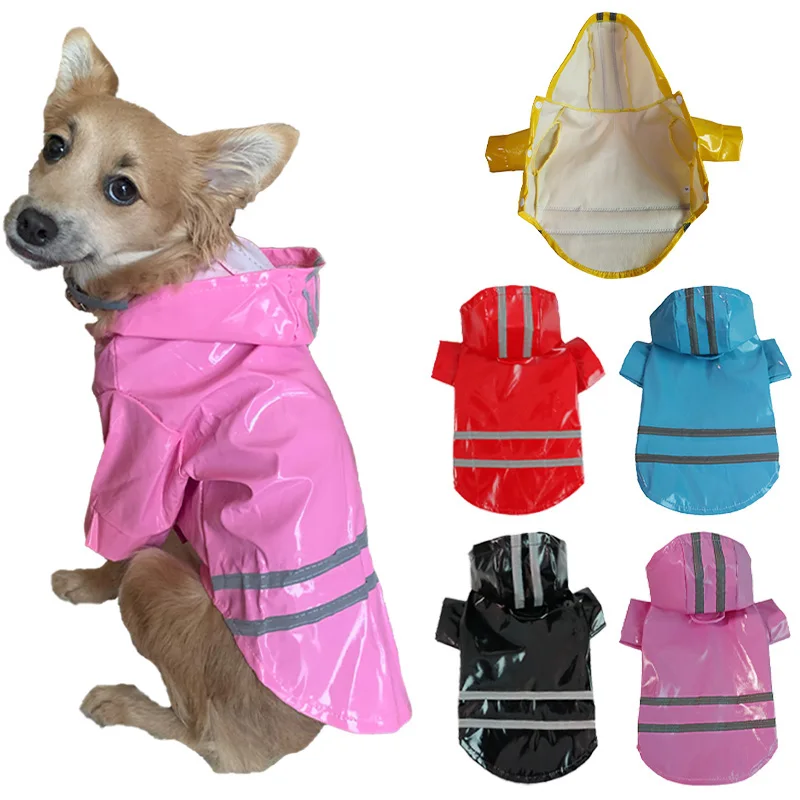 WaterproofDogJacketPUDogRaincoatForSmallDogsCatsReflective