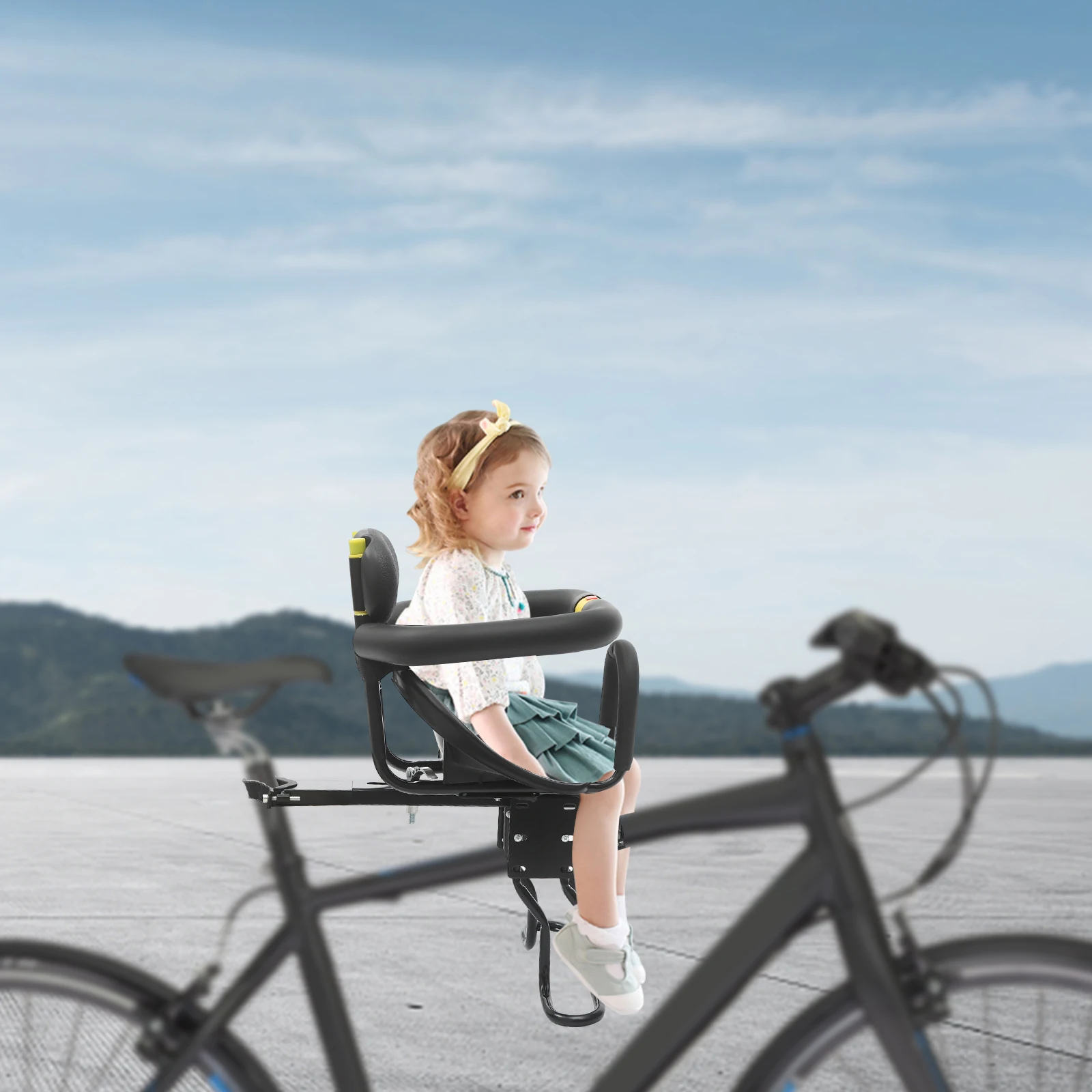 Child Bike Seat Universal Front-mounted Adjustable Max 35kg Load Capacity