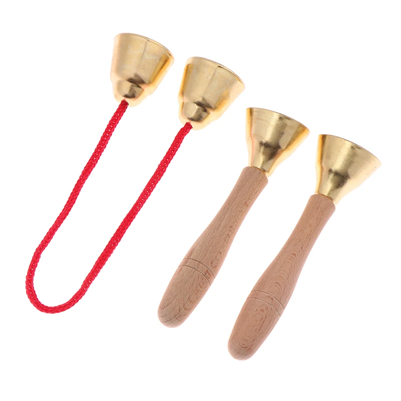 1Pair Children Musical Instrument Toy Bells With Strings/Handles Montessori Orff Instrument Kindergarten Music Play Learning Toy
