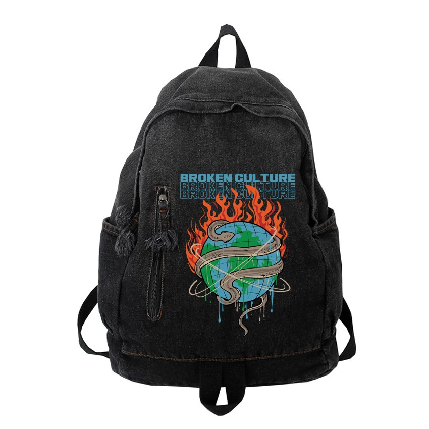 

Men Gothic Gradient Backpack American Street Style Cowboy Large Capacity Student Schoolbag Y2k Harajuku Bag Women