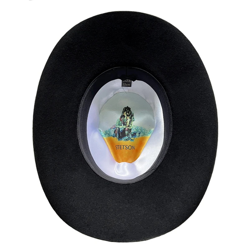Classico Feltro Western Cowboy Cowgirl Cappelli per Donna Uomo Fedora Jazz Hat con Band(Lagre), caffè con Diamante, Large
