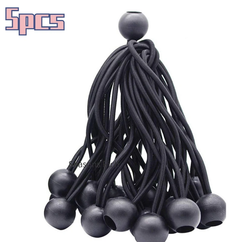 

5PCS Black Ball Bungee Pack Shock Elastic Tie Loop Cord Fixing Securing Trailer Ropes Buckle Backpack Accessories Outdoors Tool