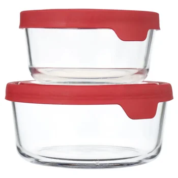 Anchor Hocking 4-Piece True Seal Glass Storage Set – Red Lids 1
