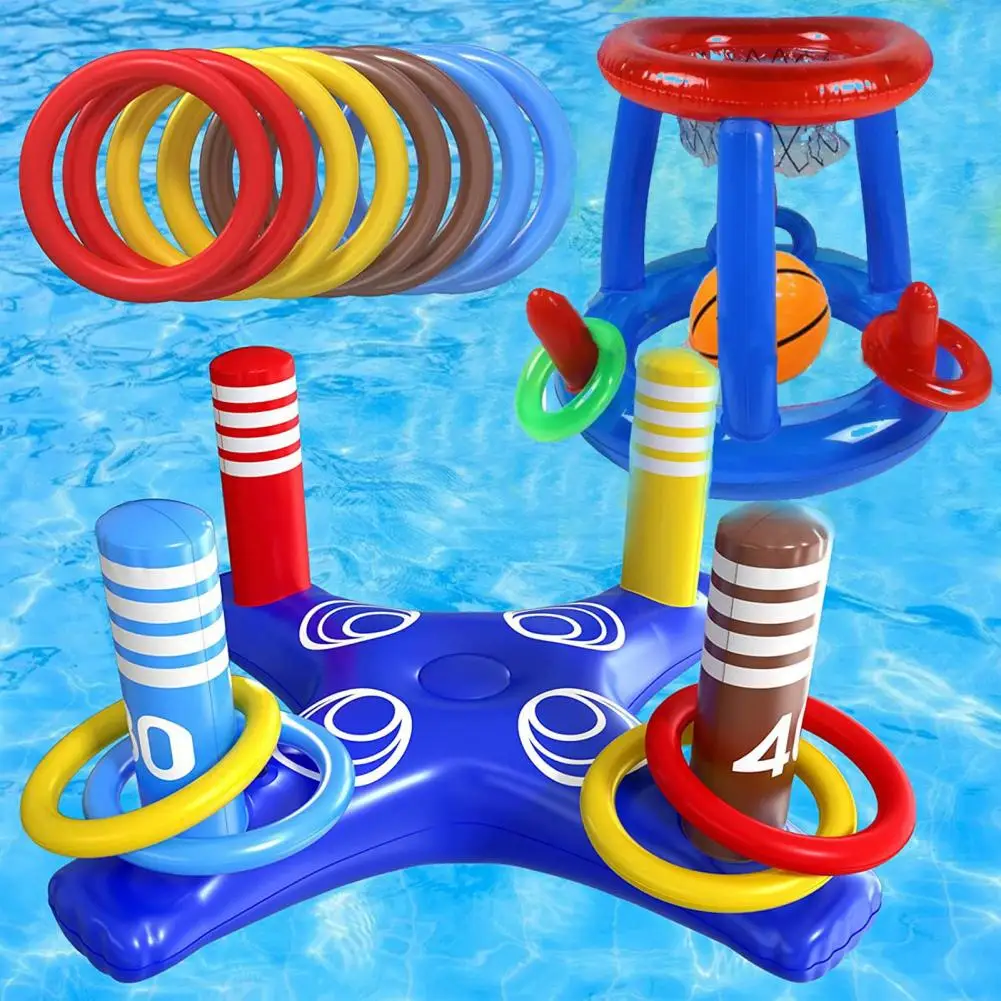 

Water Sports Floats Toy Floating Basketball Hoop Ring Toss Pool Game Water Fun Toys Swimming Pool Inflatable Basketball Hoop