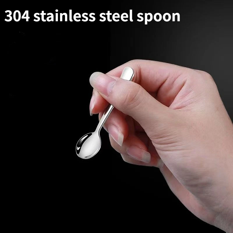 

304 Stainless Steel Flavoring Spoon, Salt Spoon, Coffee Stirring Spoon, Cute Dessert Spoon, Mini Ice Cream Spoon