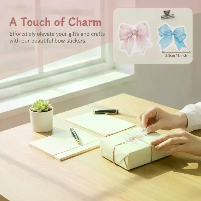 Adesivi Decorativi con Motivo a Fiocco 500 Pezzi/Rotolo, Decalcomanie Autoadesive per Scrapbooking, Laptop, Confezioni Regalo, Fai da Te e Artigianato - immagine 5