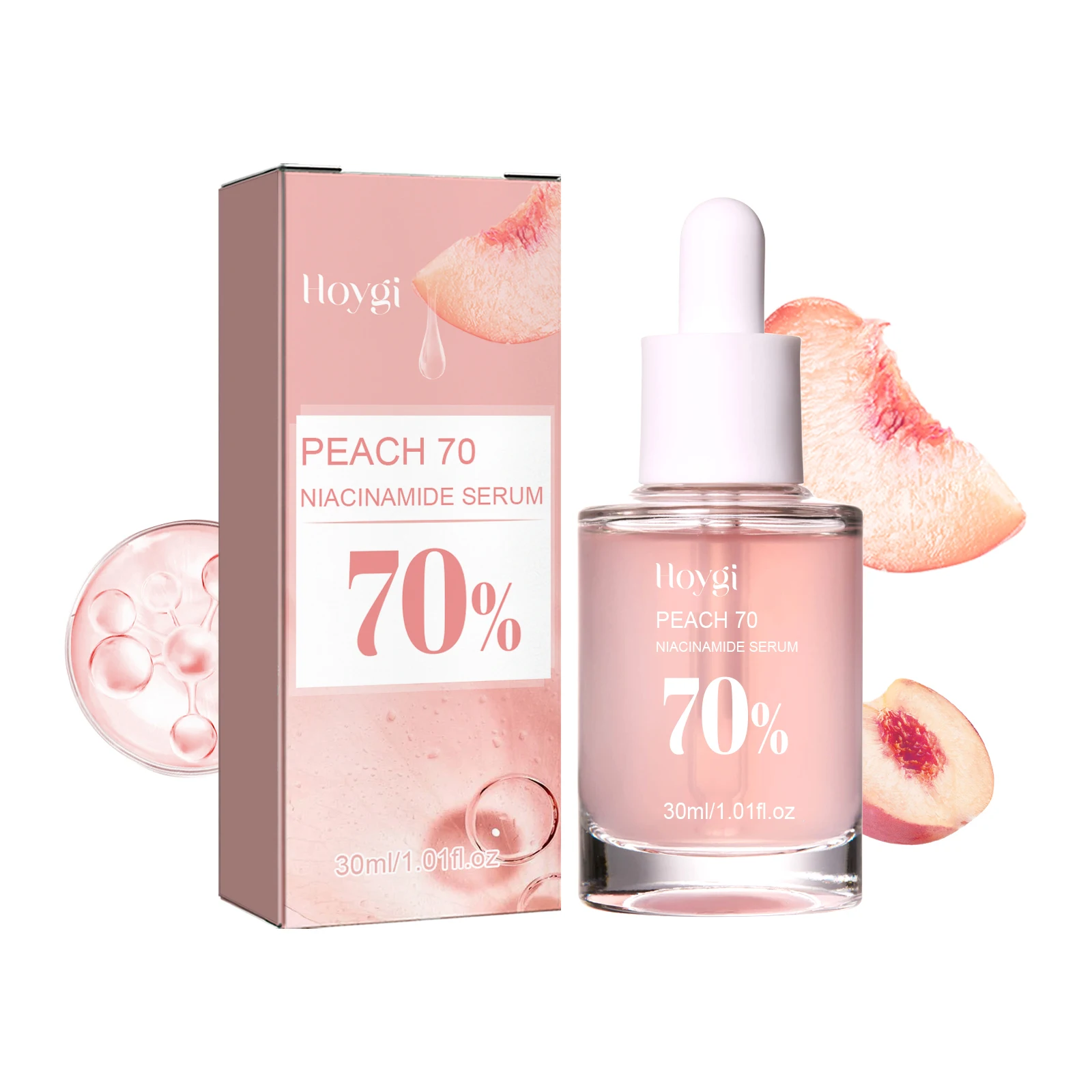 Sérum pour le visage 70% Niacinamide à la pêche, estompe la mélanine, hydratant, resserre les pores, lisse, éclaircissant, soins de la peau, dissolvant de taches foncées