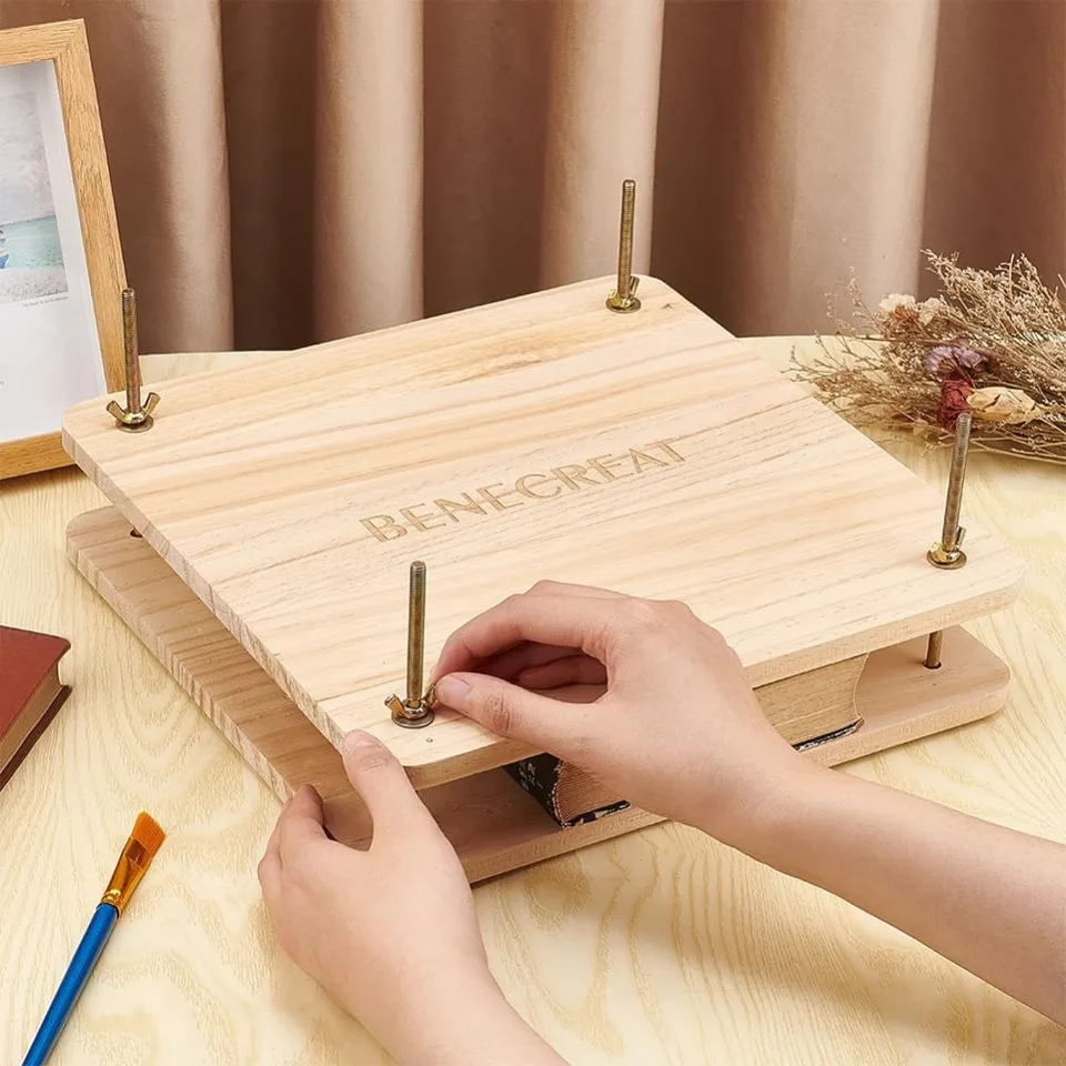 Book Binding Press, Manual Wooden Book Press Machine, Paper Press Machine for Handmade Book Binding, Portable Flower Press for Making Books, Crafts and Projects