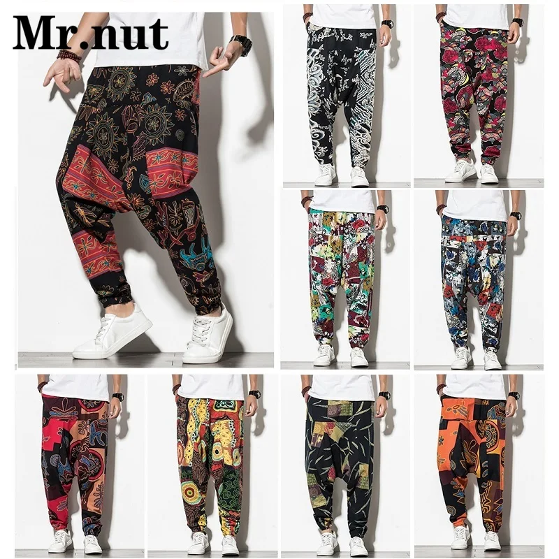 

Unisex Baggy Wide Leg Pants Cotton Linen Summer Clothing Casual Men's Trousers Retro Jogger Slacks Harajuku Hip Hop Harem Pants