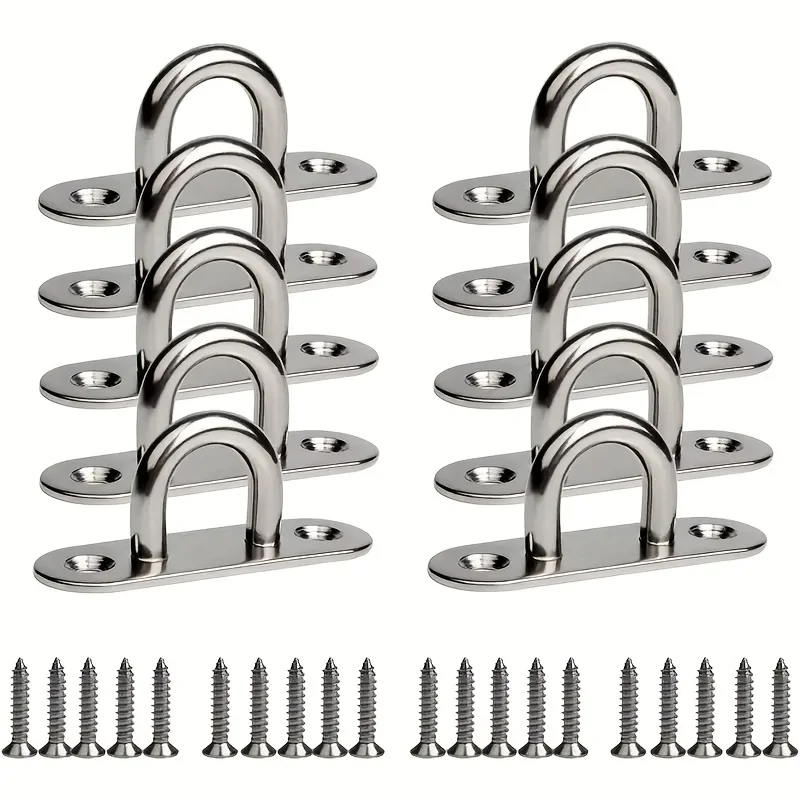 Stainless Steel Screw Hooks & Mounting Kit for Marine & Wall Installations