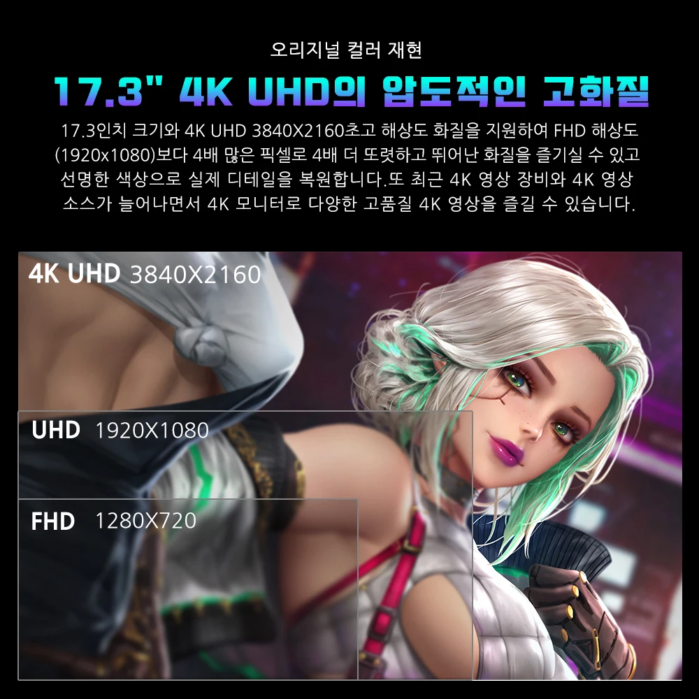 4K ޴  17.3ġ 3840x2160 1500:1 Ϻ 500  16:9 60Hz IPS  USB-C HDMI ȣȯ ޴ PS5 Xbox ġ ƮϿ 
