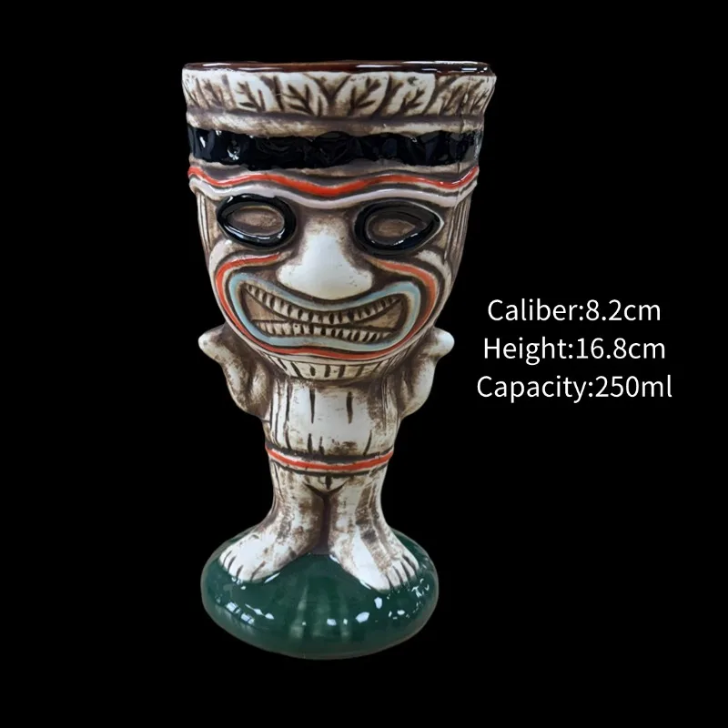 Hawaiian Ceramic Tiki Mug - Creative Cocktail Cup and Halloween Bar Gift