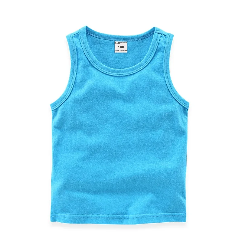 Tops Boys Girls 2022 Candy Color Girls Sleeveless Vest Sports Undershirts Kids Singlet Cotton Underwear Summer Children Boy Tops Beach Clothing t-shirt for kid girl	 Tops & Tees