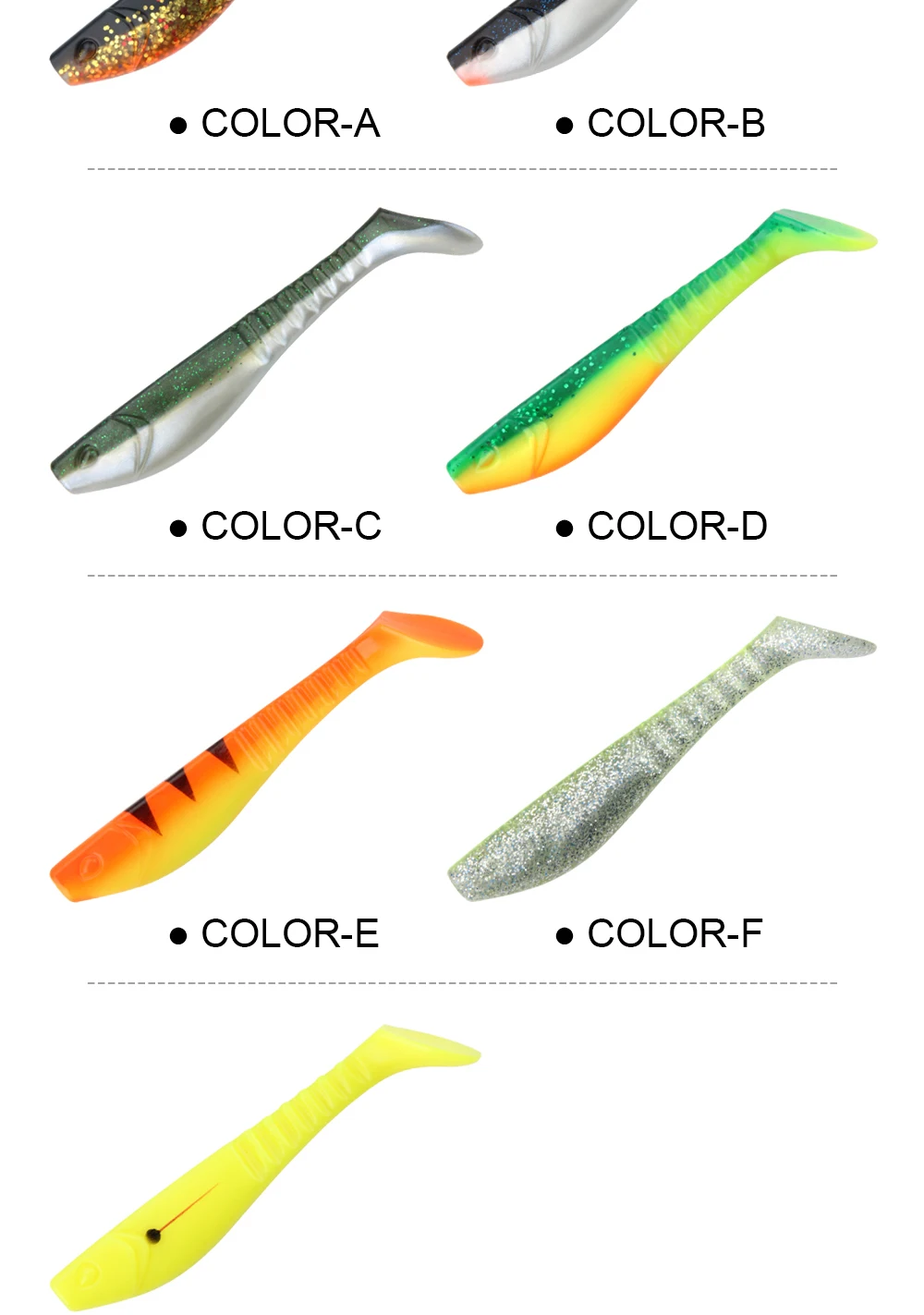 Spinpoler 5" Soft Swimbait Minnow Shad Angelköder Paddel Schwanz Silikon Künstliche Jigging Wobbler Jerkbaits Hecht Bass 2 Stück/Packung – Detail 6
