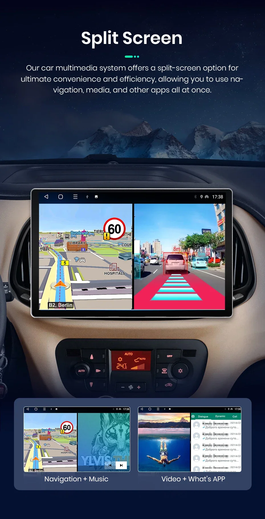 Junsun x7 Serie 13.1 "2k ai Stimme drahtloses Carplay Android Auto Autoradio für Fiat Doblo 2015-2019 Multimedia Autoradio – Detail 14