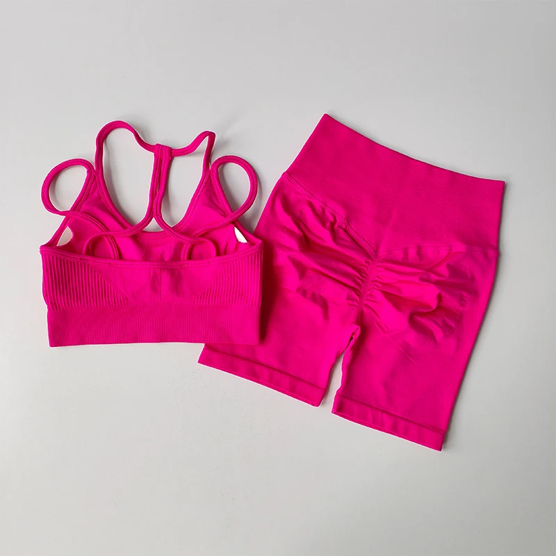 thumbnail image 1 of Conjunto deportivo de cintura alta color melocotón para levantamiento de cadera, ropa de Yoga de secado rápido a prueba de golpes, pantalones para correr, conjunto de dos piezas para Fitness, 3/4, 1 of 6