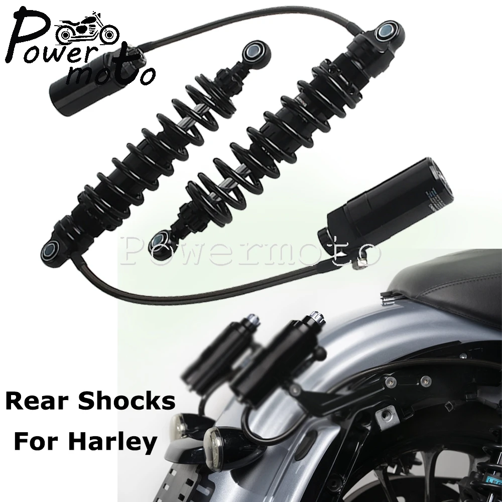 13" Adjustable Rear Shock Suspension Kit - Chrome - Fits Harley Touring: Road King, Street Glide, Electra Glide (1980-later)