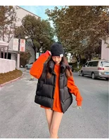 Women Fashion Autumn New 2024 Stand Collar Elegant Down Coats Warm Outerwear Casual Belt Sleeveless Winter Women Vests Jackets - Image 5