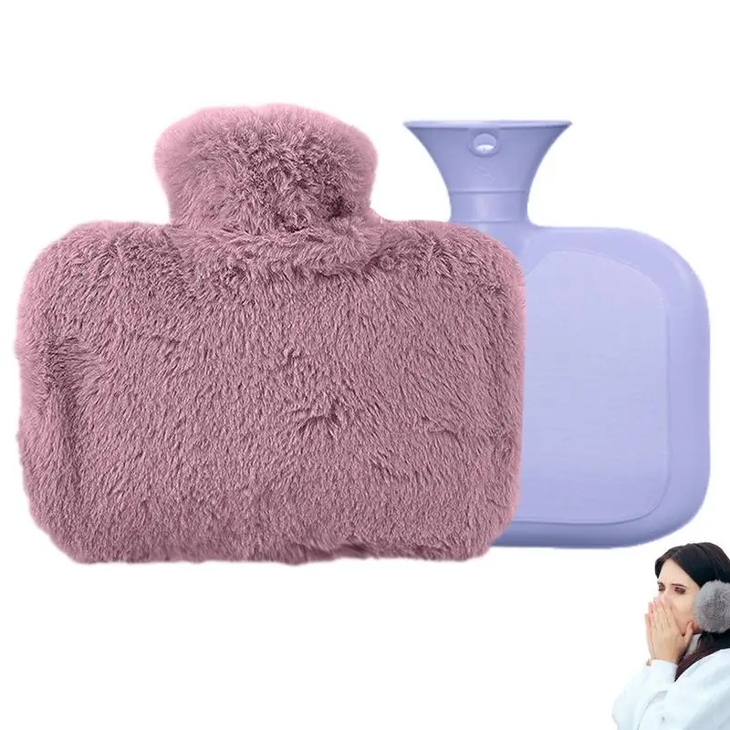 

Бутылка для горячей воды с флисовой крышкой, сумка для теплой воды с мягким флисовым покрытием, карман для рук, 1500 мл, обогреватель для рук из искусственного кроличьего меха