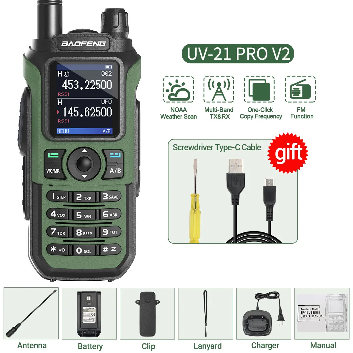Baofeng UV-21 PRO V2 Air Band Walkie Talkie Wireless Copy