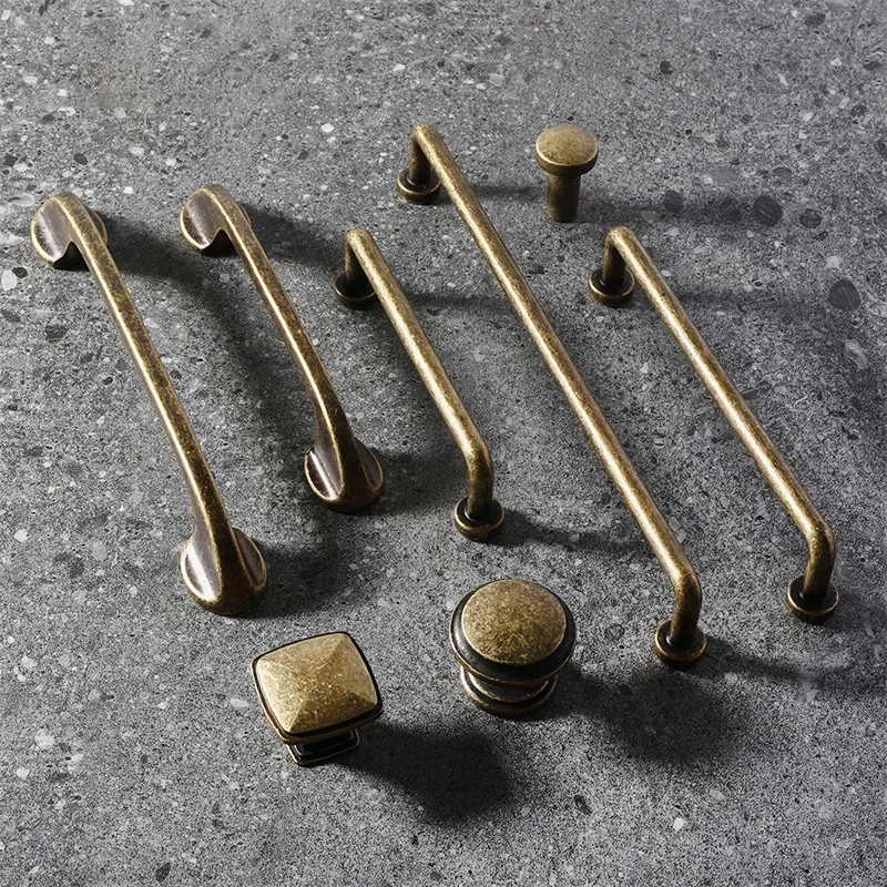 Antique Drawer Cabinet Handles Retro Zinc Alloy Bronze Kitchen Pull Drawer Dresser Closet Hardwares Cupboard Knobs Furniture