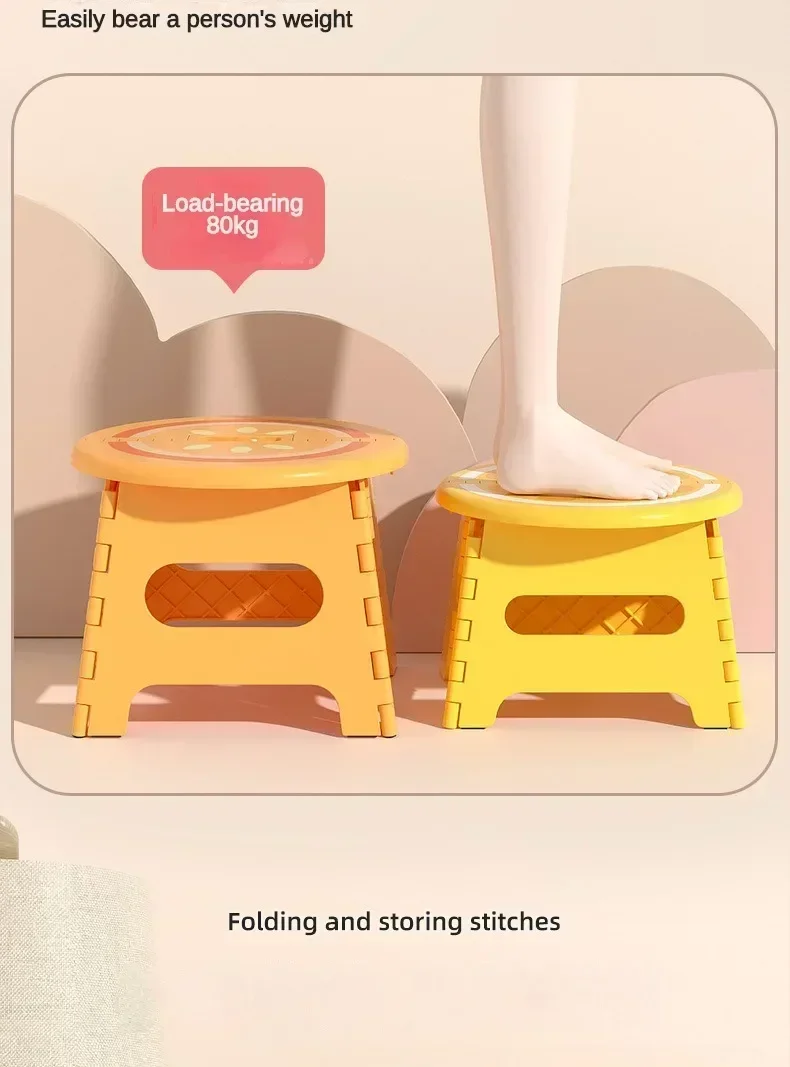 Description Picture 5 of itemNewest Hot Plastic Thickened Fold Stool Cartoon Creative Portable Low Stool Outdoor Household Small Bench Chair Children Gifts