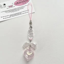 Charming Bear Bead Pendant Keychain - Clear & Cute Accessory (A)