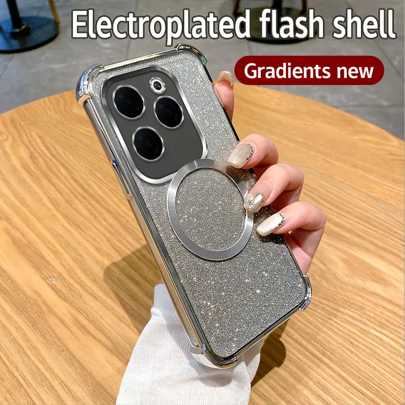 Magnetic Shockproof Phone Case For Infinix Clear Plating Cover_voghion.com