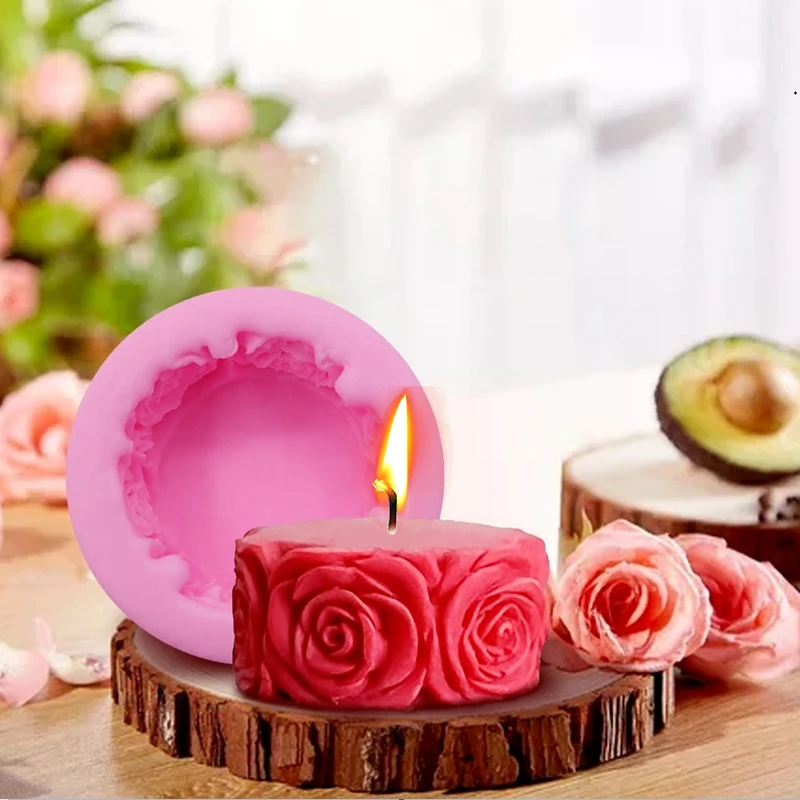 Flower Candle Mold Rose Silicone Mould 3D Candle Soap Plaster Resin Cake  Baking Tool Home Decoration Gift Flower Heart Mold Rose Candle Mold