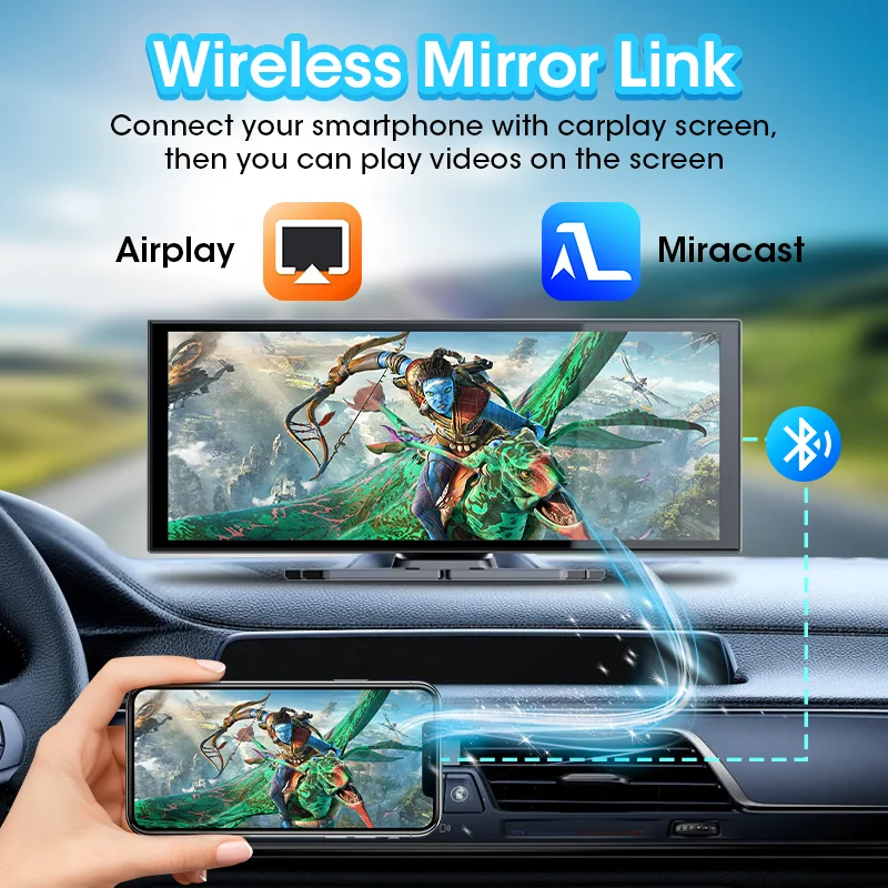 10/11.26インチ 4K ADAS DVR ワイヤレスCarPlay Android Auto ダッシュ