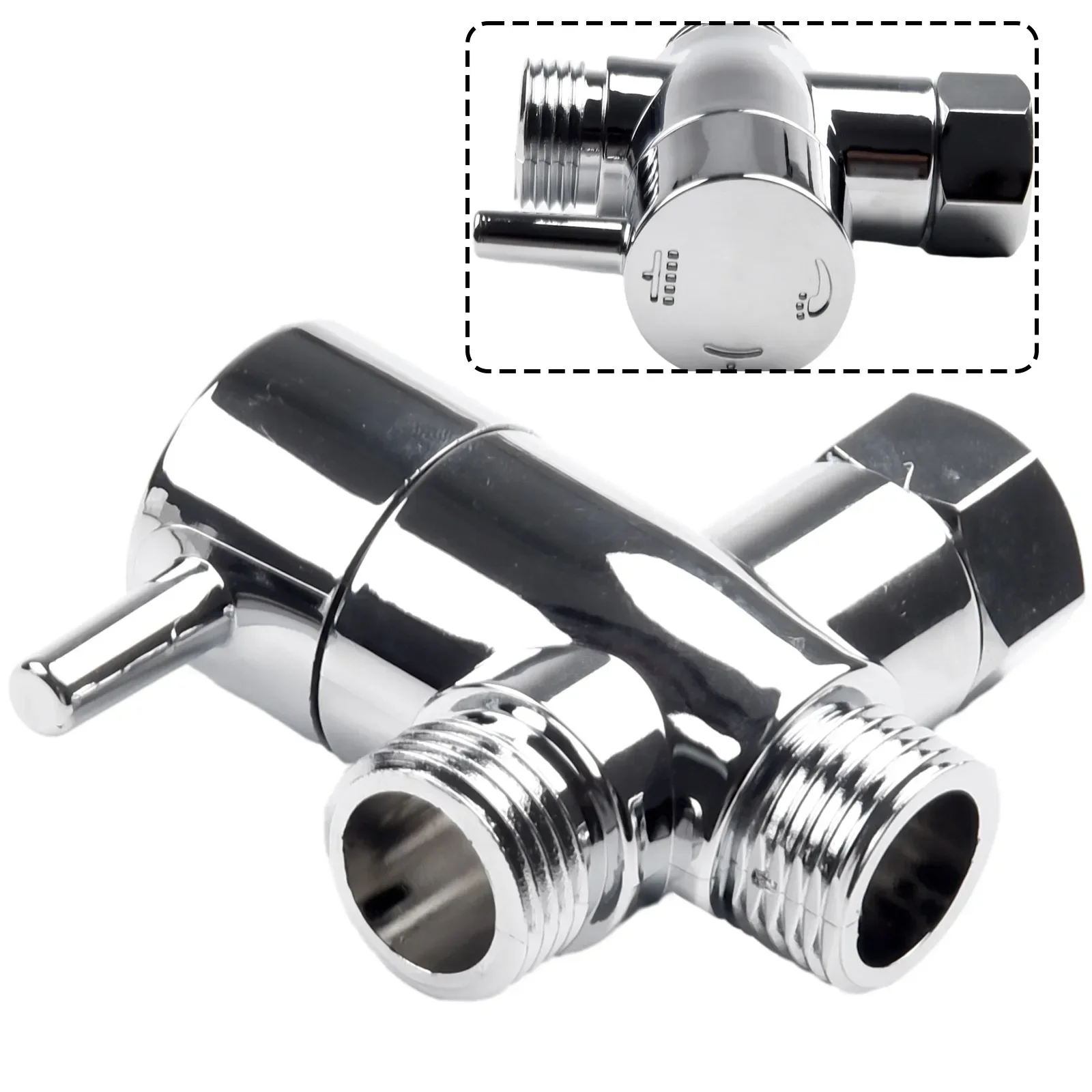 3 Way T-adapter Brass G1/2 Inch Tee Connector With Shut Off Valve Shower Diverter For Bath Toilet Bidet Sprayer Shower Head