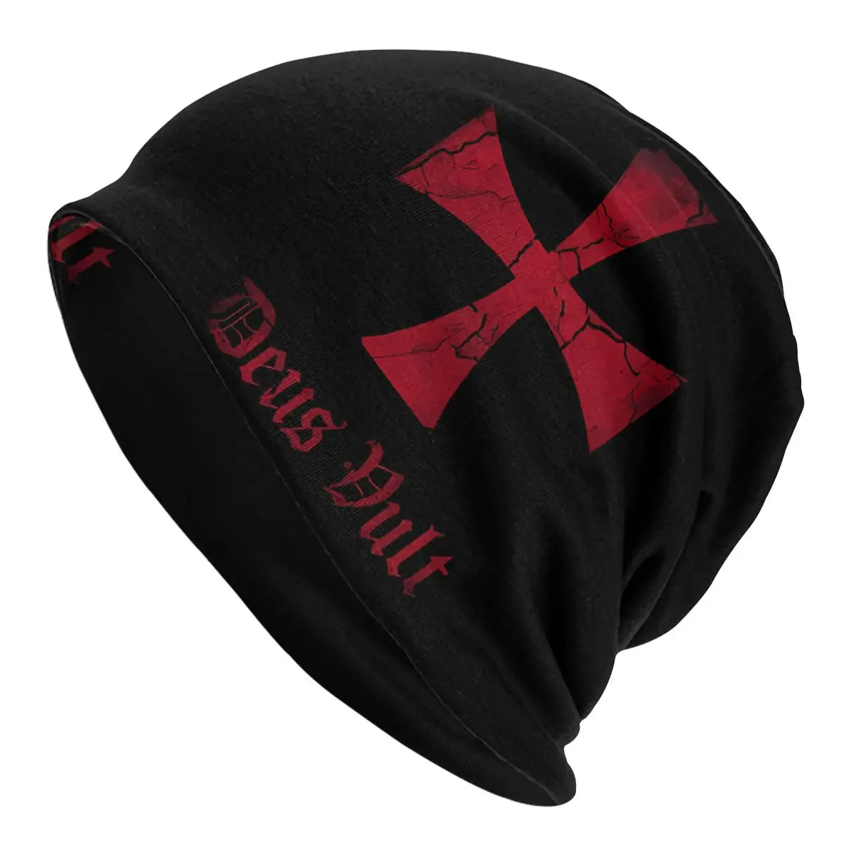 

Knights Templar Skullies Beanies Caps Distressed Deus Vult Thin Hat Autumn Spring Bonnet Hats Men Women's Unisex Ski Cap