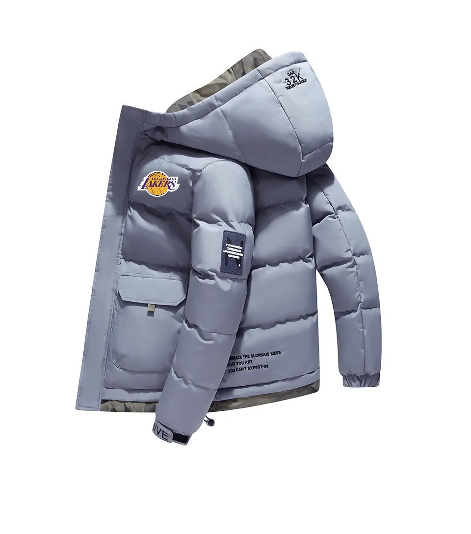 

Men's new winter warm down jacket fashionable and bright short down jacket outdoor sports basketball lightweight hooded parka