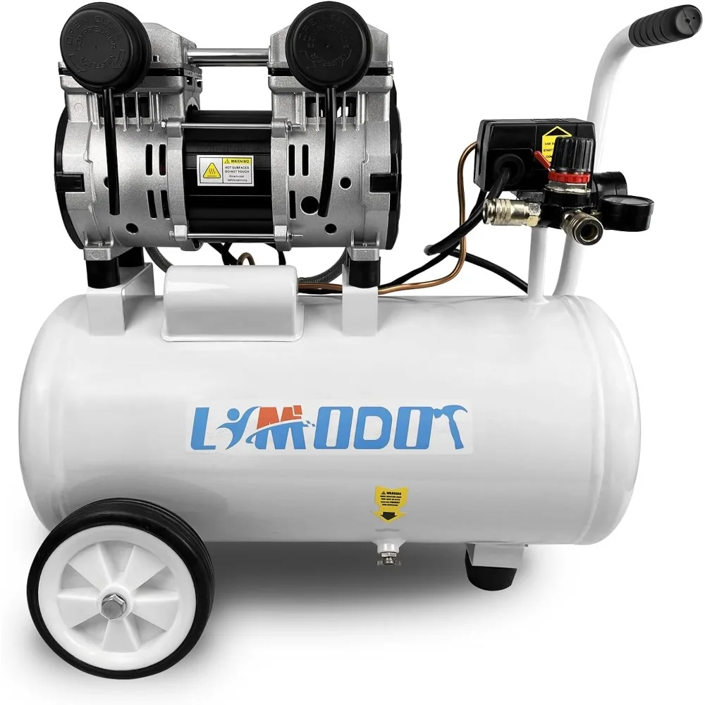 Limodot Air Compressor, Ultra Quiet Air Compressor, Only 70dB, 6 Gallon Durable Steel Air Tank, 4.2CFM 90PSI, Oil-Free ultra silent 220v 3w aquarium air pump fish tank mini air compressor oxygen pump aquarium fish tank oxygen pump one output