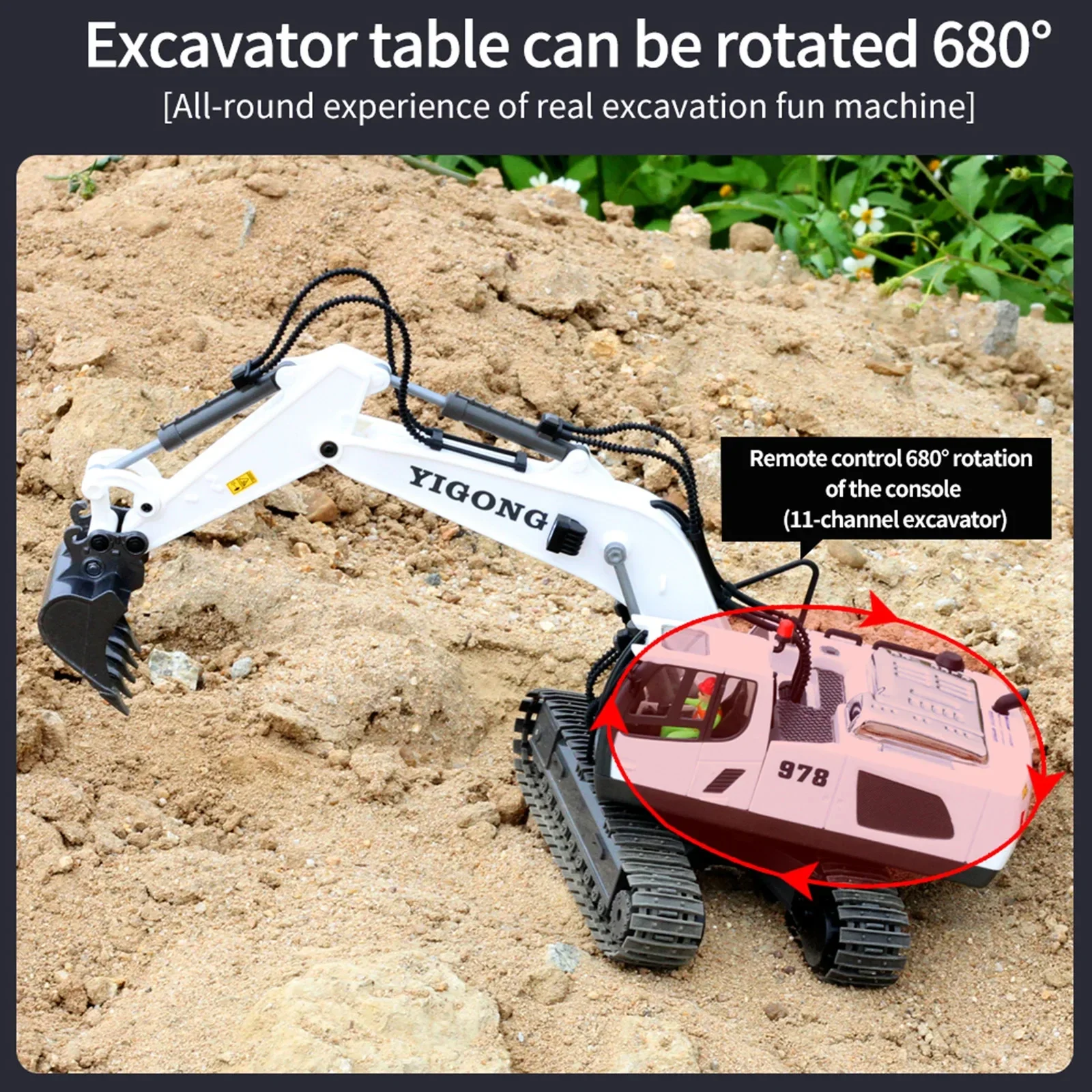 RC Excavator Dumper 11CH Big 1/20 with Light Music 2.4GHz RC Truck Engineering Vehicles Educational Toys for Kid Christmas Gift