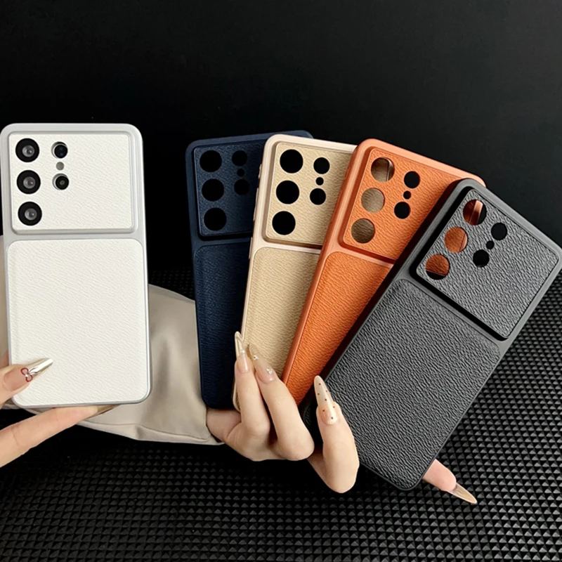 Samsung Galaxy Solid Color Shockproof Leather Case - Durable Back Cover