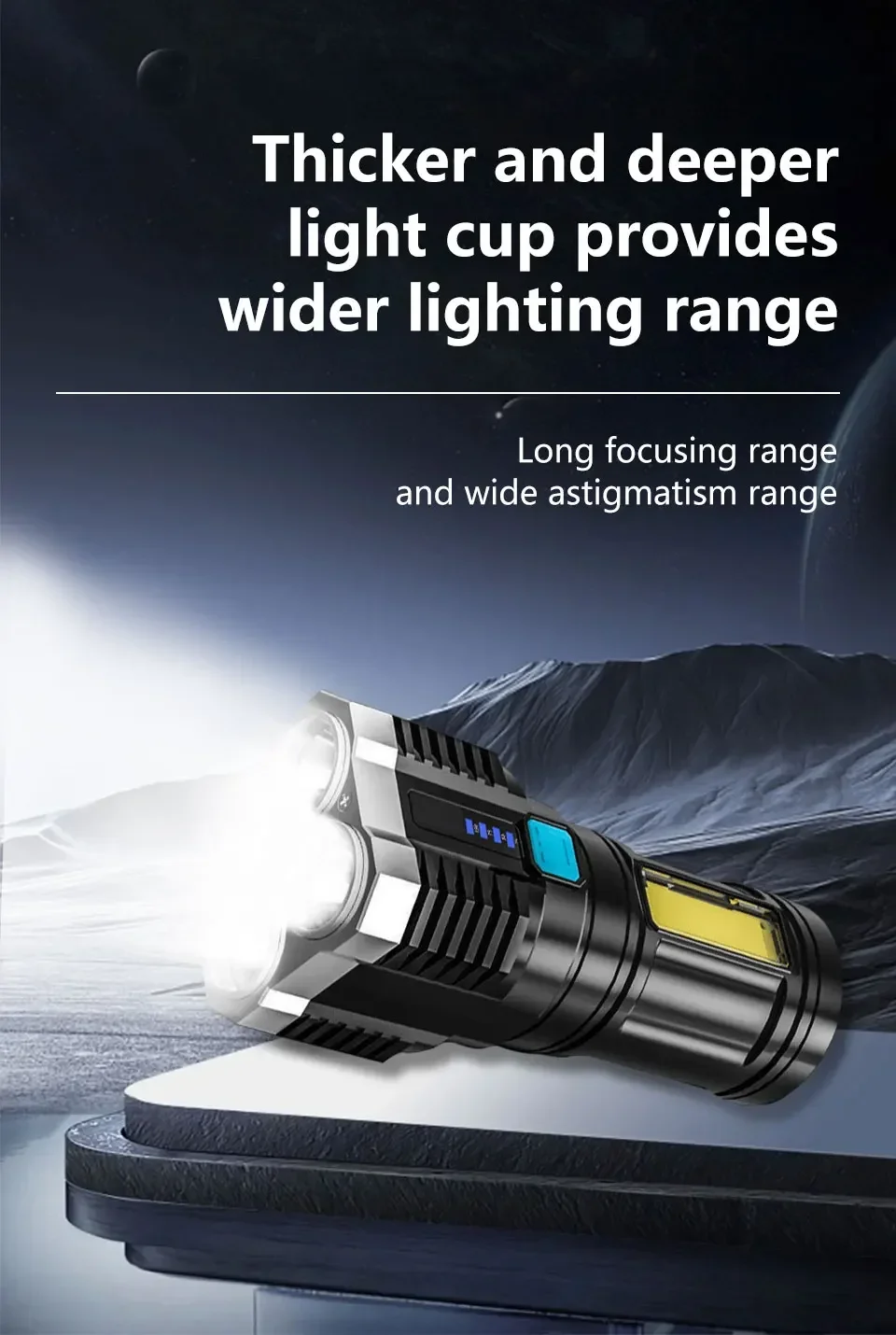 Description Picture 6 of itemLED Flashlights High Power Camping Spotlight With 4 Lamp Beads And COB Side Light Rechargeable Portable Hand Lantern Outdoor