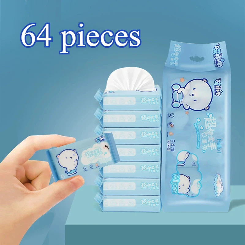 Portable Travel Hand Wipes Non Woven Fabric Blue Pink