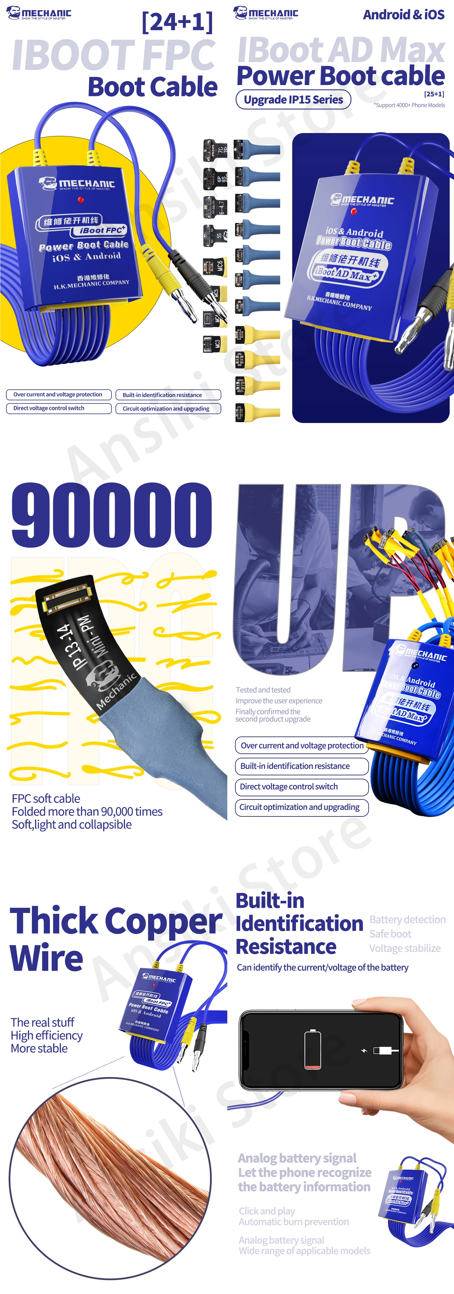 Power Supply Test Cable mobile Phone Power Boot cable For iPhone 6-15PM Android
