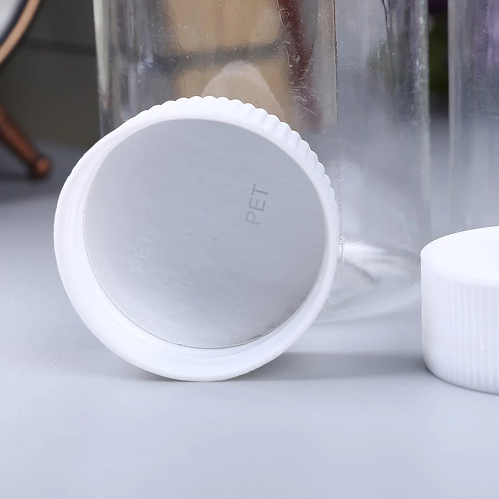 Refillable bottle 30ml 50ml 100ml 200ml 250ml plastic PET clear empty seal bottle solid powder medicine pill vial container