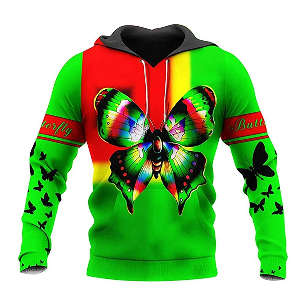 Butterfly Colors Zipper Hoodies Cardigans Sweatshirts Printed Harajuku Crewneck Outdoor Funny Sports Streetwear Mens Clothing