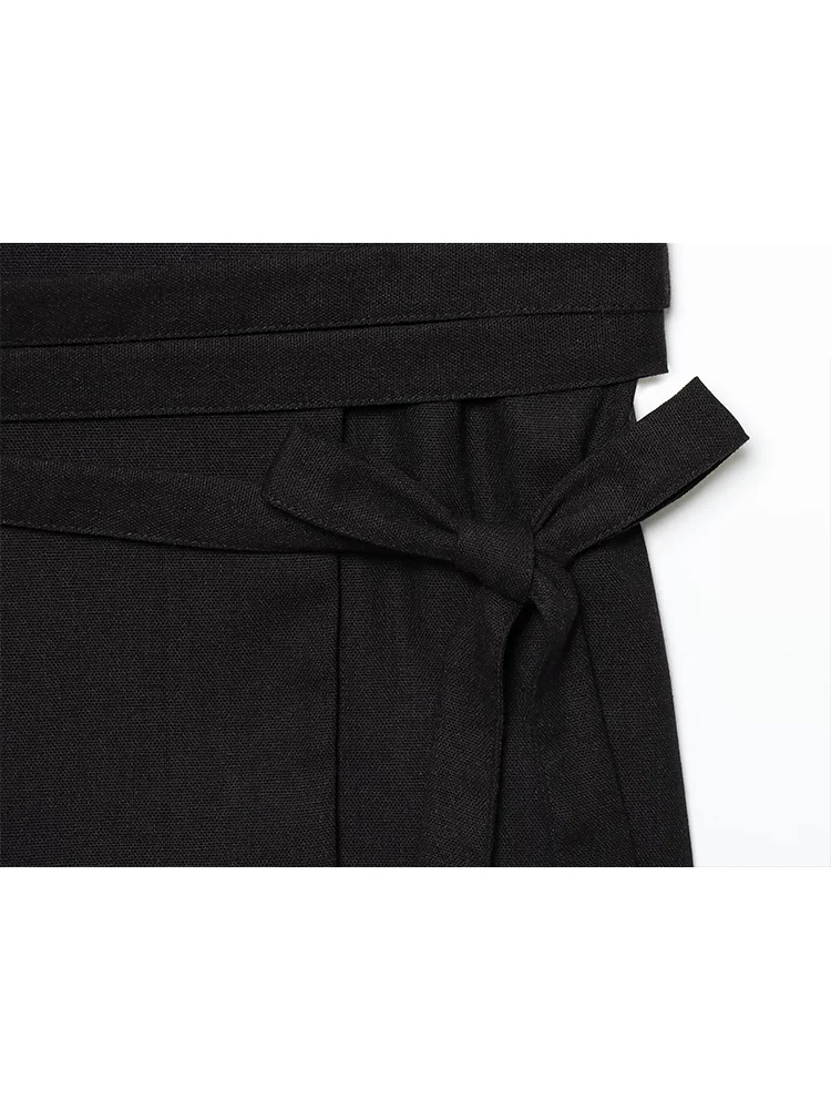 TFMLN Elegant Women Pant Set V Neck Sleeveless Belt Vest Top High Waist Side Pocket Solid Long Pant OL Commuting 2 Piece Suit