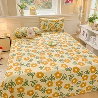 Three-piece Set Sheet Set Old Coarse Cloth Bed Sheet Thickened Linen Dormitory Student Bed Sheets and Pillowcases 5