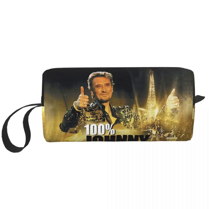 

Travel Johnny Hallyday Toiletry Bag Portable French Rock Singer Makeup Cosmetic Organizer for Women Beauty Storage Dopp Kit Case