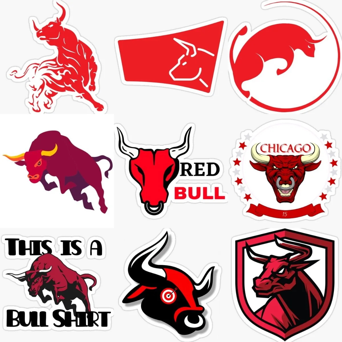 Colorato Art Bull Sign Sticker Vinile Rosso Laptop Moto Wall Room Truck Window Van Glass Helmet Racing Bicycle Decalcomanie