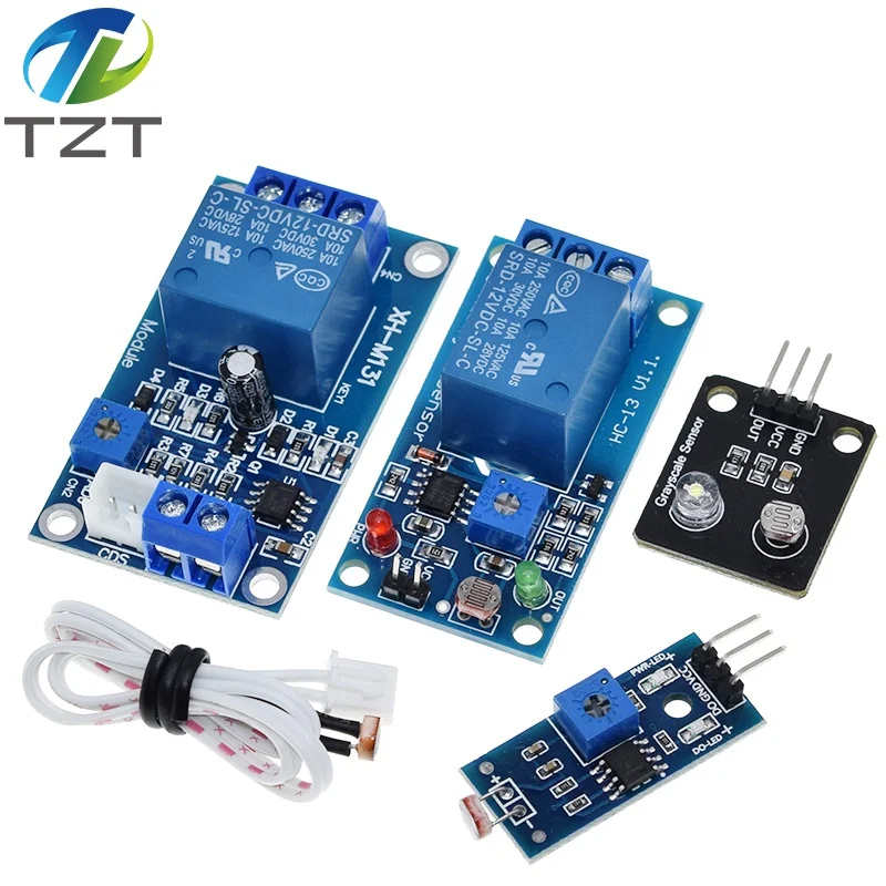 TZT 5V 12V Lichtsteuerungsschalter Fotowiderstand Relaismodul Erkennungssensor 10A Helligkeit Automatisches Steuermodul für Arduino
